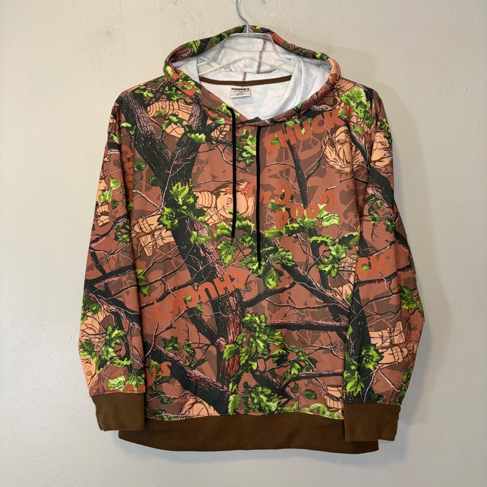 Chucky Child's Play Horror Movie Real Tree Camo Hoodie Small Good Guys Doll
